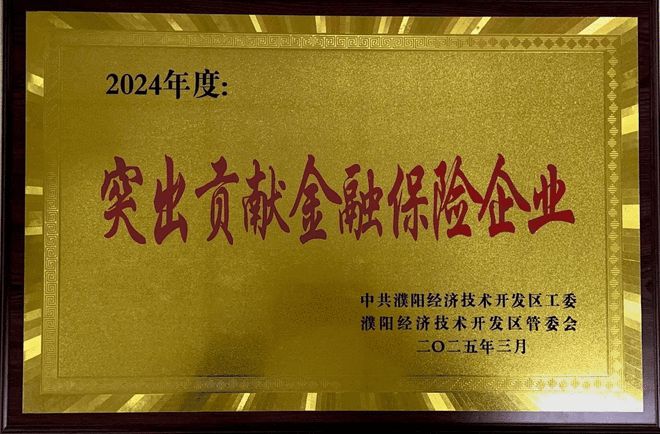 平安产险濮阳中心支公司荣获2024年度经开区“突出贡献金融保险企业”称号